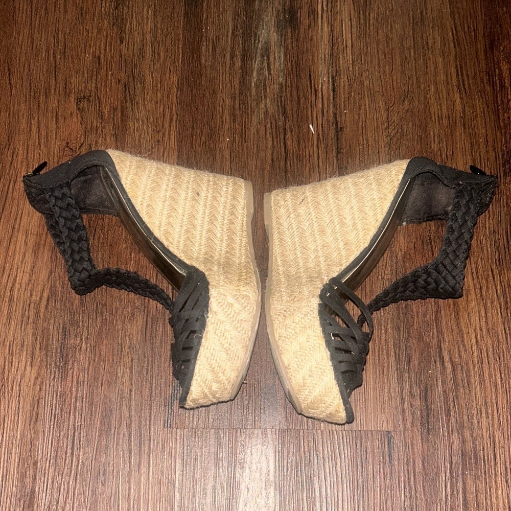 Mossimo Supply Co black braided espadrille wedge sandals size 6.5 - Picture 2 of 5